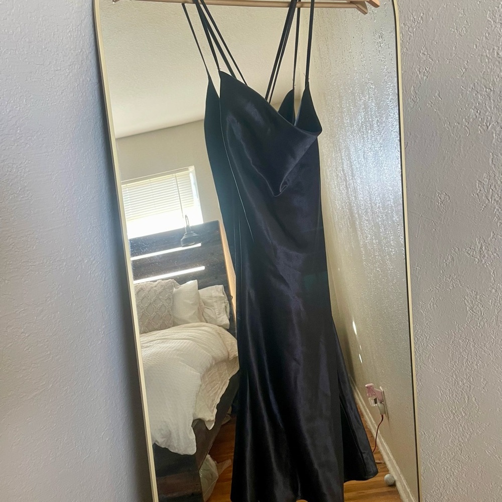 Elegant Black Satin Dress